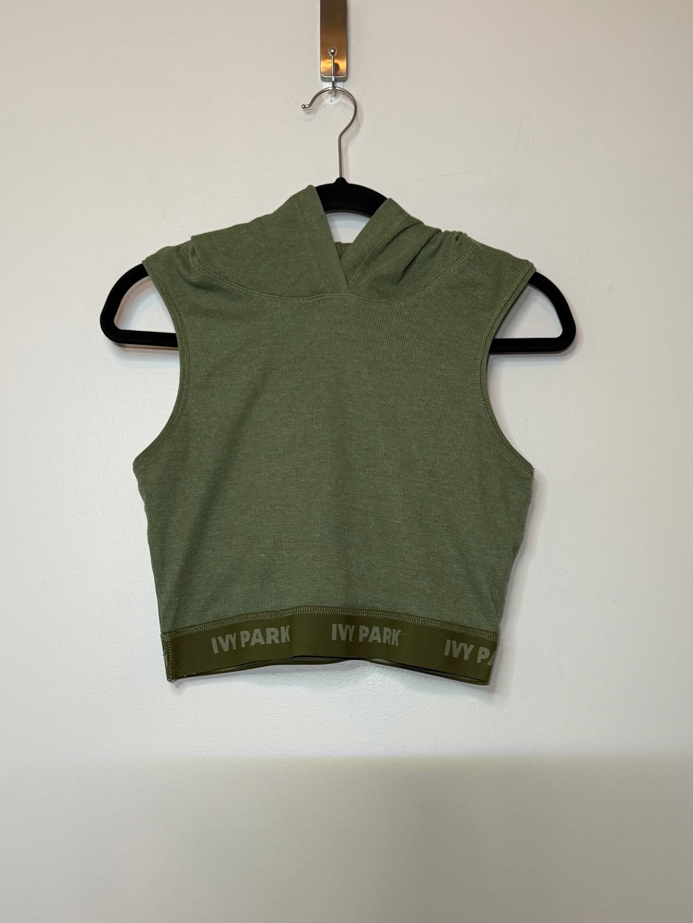 IVY PARK Hooded Crop Top Olive Green Size M